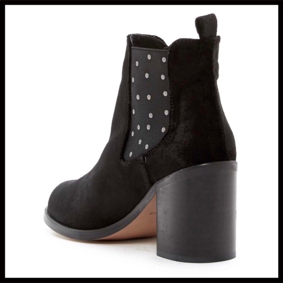 BLACK ANKLE BOOTIES MOTO STUD BLOCK HEEL BOOTS A3C - Picture 4 of 8